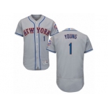 Men's Majestic New York Mets #1 Chris Young Grey Flexbase Authentic Collection MLB Jersey