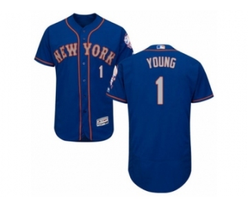 Men's Majestic New York Mets #1 Chris Young Royal Gray Flexbase Authentic Collection MLB Jersey