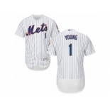 Men's Majestic New York Mets #1 Chris Young White Flexbase Authentic Collection MLB Jersey