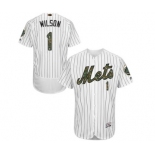 Men's Majestic New York Mets #1 Mookie Wilson Authentic White 2016 Memorial Day Fashion Flex Base MLB Jersey