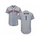 Men's Majestic New York Mets #1 Mookie Wilson Grey Flexbase Authentic Collection MLB Jersey