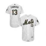 Men's Majestic New York Mets #13 Asdrubal Cabrera Authentic White 2016 Memorial Day Fashion Flex Base MLB Jersey