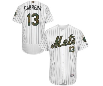 Men's Majestic New York Mets #13 Asdrubal Cabrera Authentic White 2016 Memorial Day Fashion Flex Base MLB Jersey