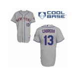 Men's Majestic New York Mets #13 Asdrubal Cabrera Replica Grey Road Cool Base MLB Jersey