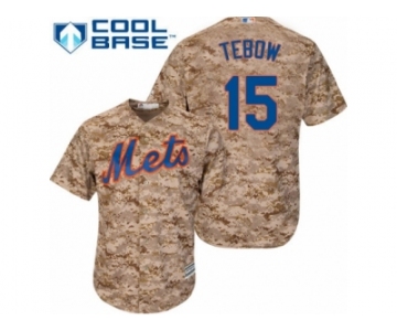 Men's Majestic New York Mets #15 Tim Tebow Authentic Camo Alternate Cool Base MLB Jersey