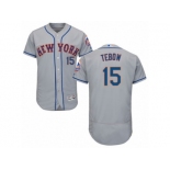 Men's Majestic New York Mets #15 Tim Tebow Grey Flexbase Authentic Collection MLB Jersey