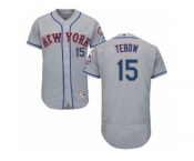 Men's Majestic New York Mets #15 Tim Tebow Grey Flexbase Authentic Collection MLB Jersey