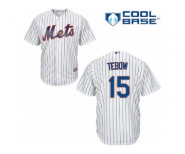 Men's Majestic New York Mets #15 Tim Tebow Replica White Home Cool Base MLB Jersey