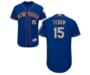 Men's Majestic New York Mets #15 Tim Tebow Royal Gray Flexbase Authentic Collection MLB Jersey