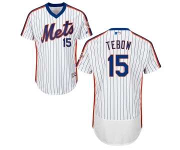 Men's Majestic New York Mets #15 Tim Tebow White Royal Flexbase Authentic Collection MLB Jersey