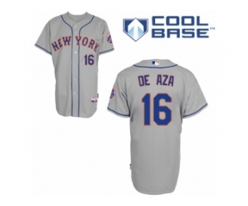 Men's Majestic New York Mets #16 Alejandro De Aza Authentic Grey Road Cool Base MLB Jersey