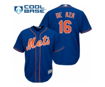 Men's Majestic New York Mets #16 Alejandro De Aza Authentic Royal Blue Alternate Home Cool Base MLB Jersey