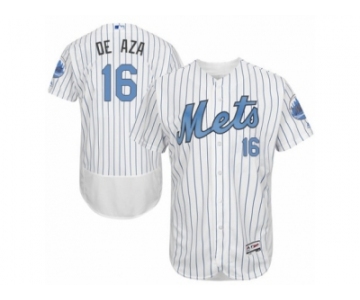 Men's Majestic New York Mets #16 Alejandro De Aza Authentic White 2016 Father's Day Fashion Flex Base MLB Jersey