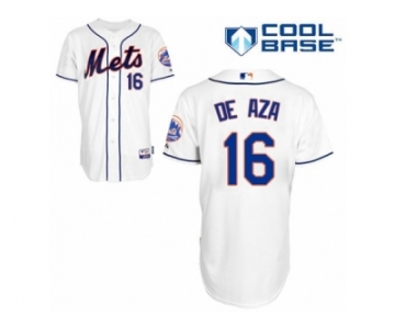 Men's Majestic New York Mets #16 Alejandro De Aza Authentic White Alternate Cool Base MLB Jersey