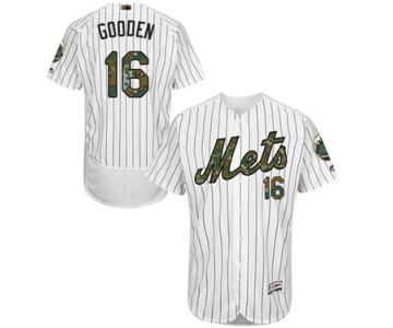 Men's Majestic New York Mets #16 Dwight Gooden Authentic White 2016 Memorial Day Fashion Flex Base MLB Jersey