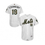 Men's Majestic New York Mets #18 Darryl Strawberry Authentic White 2016 Memorial Day Fashion Flex Base MLB Jersey