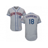 Men's Majestic New York Mets #18 Darryl Strawberry Grey Flexbase Authentic Collection MLB Jersey