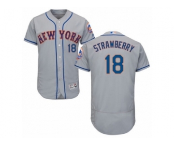 Men's Majestic New York Mets #18 Darryl Strawberry Grey Flexbase Authentic Collection MLB Jersey