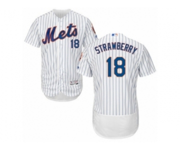 Men's Majestic New York Mets #18 Darryl Strawberry White Flexbase Authentic Collection MLB Jersey