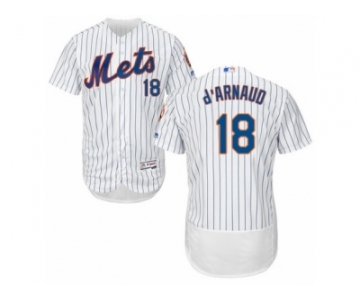 Men's Majestic New York Mets #18 Travis d'Arnaud White Flexbase Authentic Collection MLB Jersey