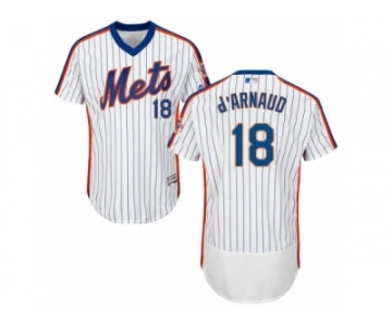 Men's Majestic New York Mets #18 Travis d'Arnaud White Royal Flexbase Authentic Collection MLB Jersey