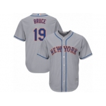 Men's Majestic New York Mets #19 Jay Bruce Replica Grey Road Cool Base MLB Jersey