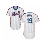 Men's Majestic New York Mets #19 Jay Bruce White Royal Flexbase Authentic Collection MLB Jersey