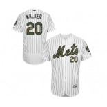 Men's Majestic New York Mets #20 Neil Walker Authentic White 2016 Memorial Day Fashion Flex Base MLB Jersey