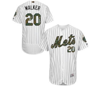 Men's Majestic New York Mets #20 Neil Walker Authentic White 2016 Memorial Day Fashion Flex Base MLB Jersey