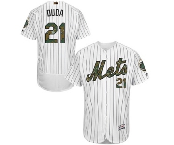 Men's Majestic New York Mets #21 Lucas Duda Authentic White 2016 Memorial Day Fashion Flex Base MLB Jersey