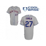 Men's Majestic New York Mets #27 Jeurys Familia Authentic Grey Road Cool Base MLB Jersey