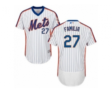 Men's Majestic New York Mets #27 Jeurys Familia White Royal Flexbase Authentic Collection MLB Jersey