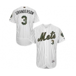 Men's Majestic New York Mets #3 Curtis Granderson Authentic White 2016 Memorial Day Fashion Flex Base MLB Jersey