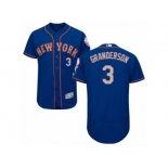 Men's Majestic New York Mets #3 Curtis Granderson Royal Gray Flexbase Authentic Collection MLB Jersey