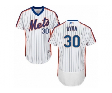 Men's Majestic New York Mets #30 Nolan Ryan White Royal Flexbase Authentic Collection MLB Jersey