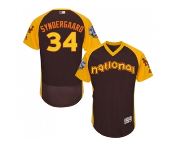 Men's Majestic New York Mets #34 Noah Syndergaard Brown 2016 All-Star National League BP Authentic Collection Flex Base MLB Jersey