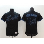 Men's Majestic New York Mets #34 Noah Syndergaard Lights Out Black Flexbase Authentic Collection MLB Jersey