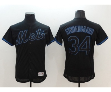 Men's Majestic New York Mets #34 Noah Syndergaard Lights Out Black Flexbase Authentic Collection MLB Jersey