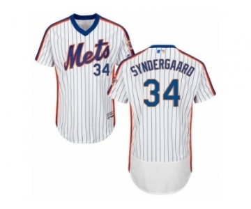 Men's Majestic New York Mets #34 Noah Syndergaard White Royal Flexbase Authentic Collection MLB Jersey