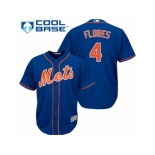 Men's Majestic New York Mets #4 Wilmer Flores Authentic Royal Blue Alternate Home Cool Base MLB Jersey