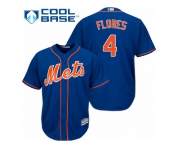 Men's Majestic New York Mets #4 Wilmer Flores Authentic Royal Blue Alternate Home Cool Base MLB Jersey