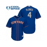 Men's Majestic New York Mets #4 Wilmer Flores Authentic Royal Blue Alternate Road Cool Base MLB Jersey