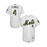 Men's Majestic New York Mets #4 Wilmer Flores Authentic White 2016 Memorial Day Fashion Flex Base MLB Jersey