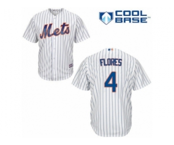 Men's Majestic New York Mets #4 Wilmer Flores Authentic White Home Cool Base MLB Jersey