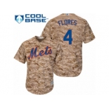 Men's Majestic New York Mets #4 Wilmer Flores Replica Camo Alternate Cool Base MLB Jersey