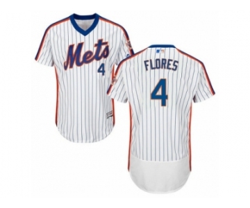 Men's Majestic New York Mets #4 Wilmer Flores White Royal Flexbase Authentic Collection MLB Jersey