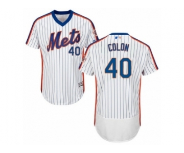 Men's Majestic New York Mets #40 Bartolo Colon White Royal Flexbase Authentic Collection MLB Jersey