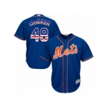 Men's Majestic New York Mets #48 Jacob DeGrom Replica Royal Blue USA Flag Fashion MLB Jersey