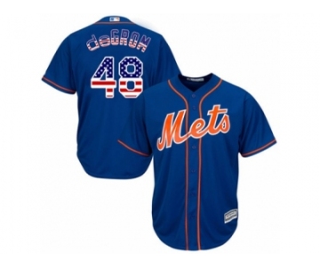 Men's Majestic New York Mets #48 Jacob DeGrom Replica Royal Blue USA Flag Fashion MLB Jersey