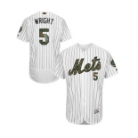 Men's Majestic New York Mets #5 David Wright Authentic White 2016 Memorial Day Fashion Flex Base MLB Jersey